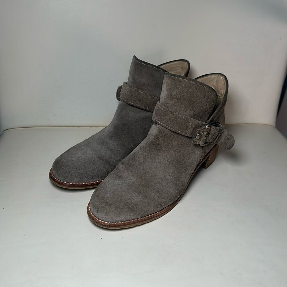 Stuart Weitzman taupe suede ankle boots